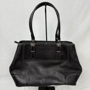 Coach Leather Purse Top Handle Bag/‎ Purse Black Buckle